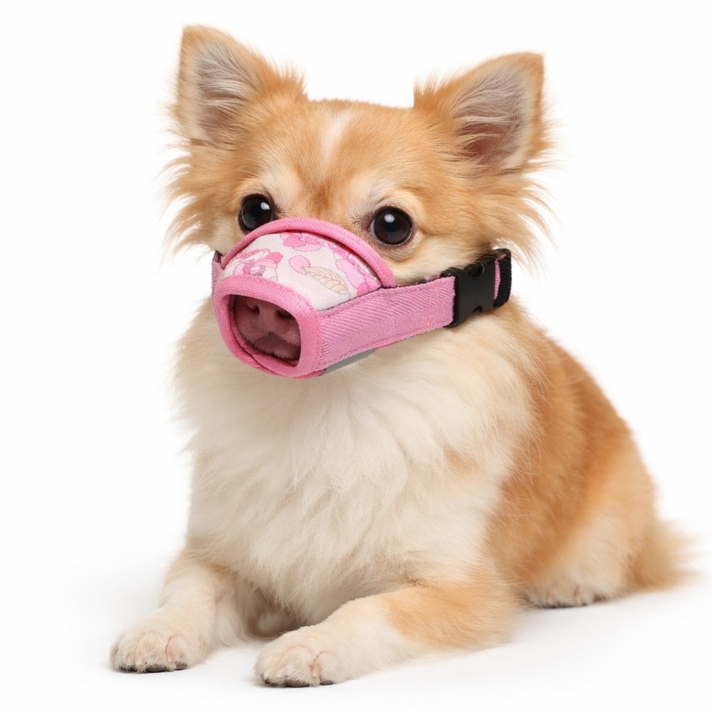 Pink Floral Mesh Dog Muzzle Small Adjustable Soft‎ Breathable Pet Training NEW